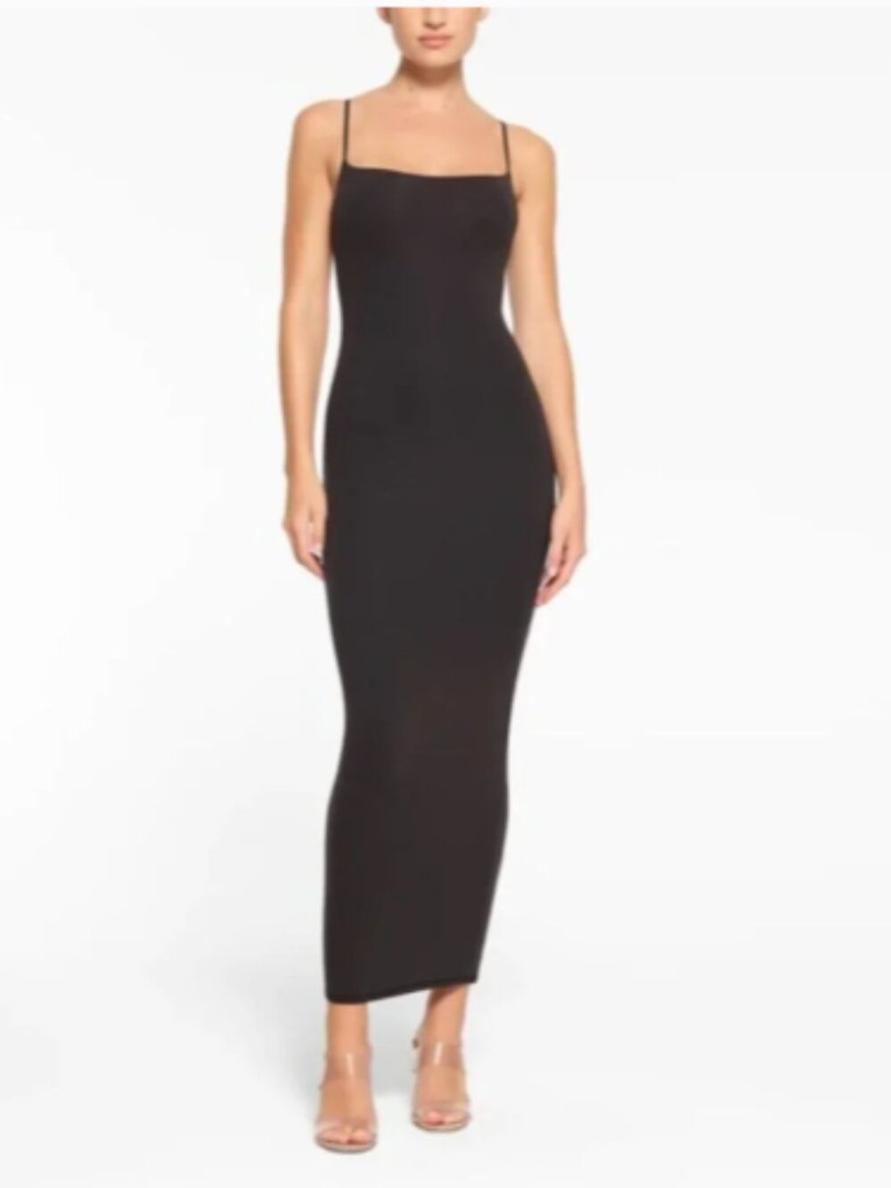 SKIMS Long Slip Dress, Onyx, Size M